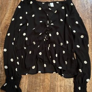 H&M Black and White Polka Dot Blouse